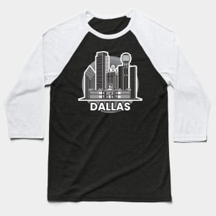 Dallas City Landscape Baseball T-Shirt